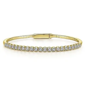 0.94ctw Tiger Claw Prong Diamond Bangle, 6.25" - Yellow Gold