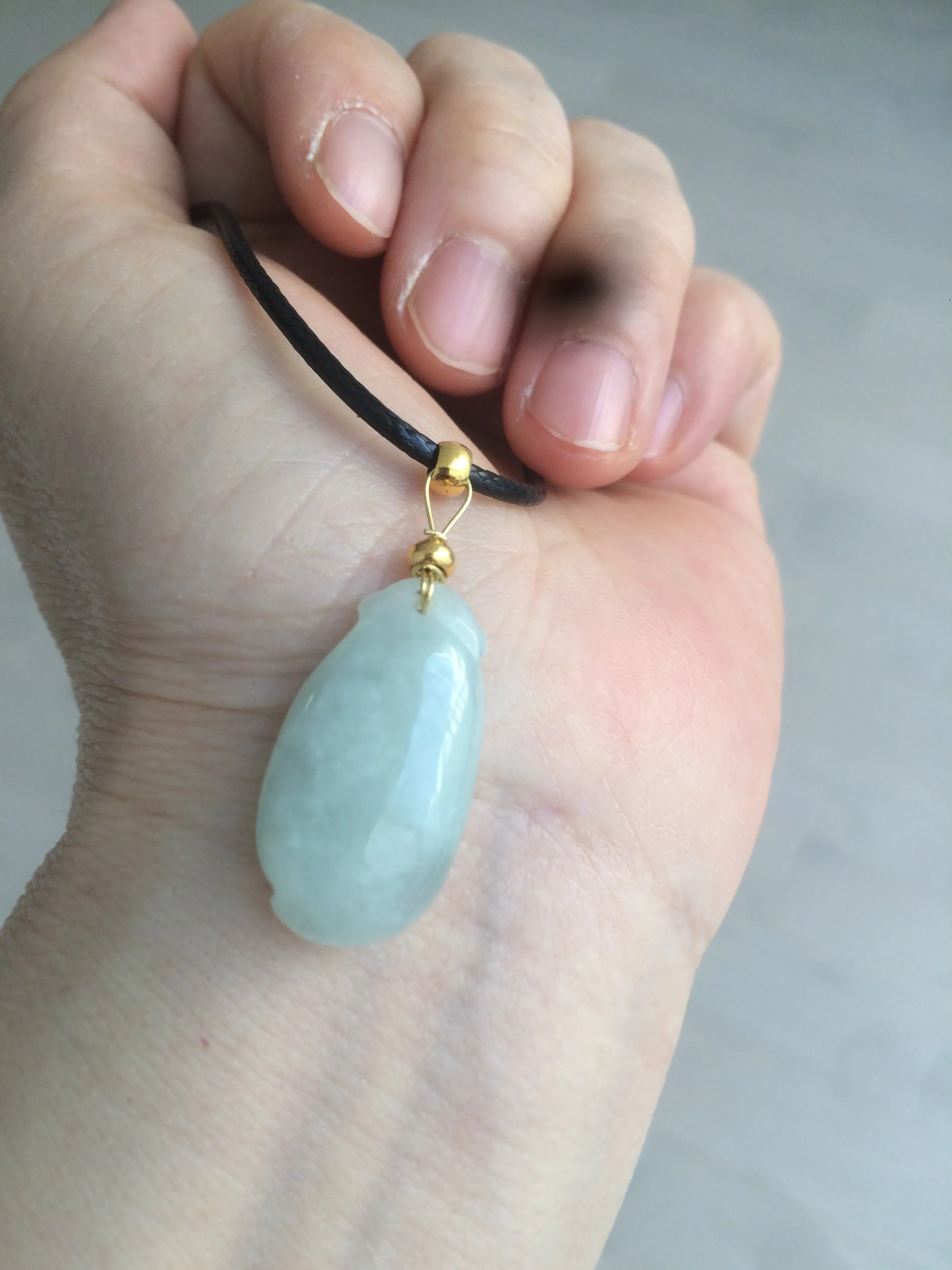 100% natural type A icy white blessed melon Jadeite Jade pendant AF24