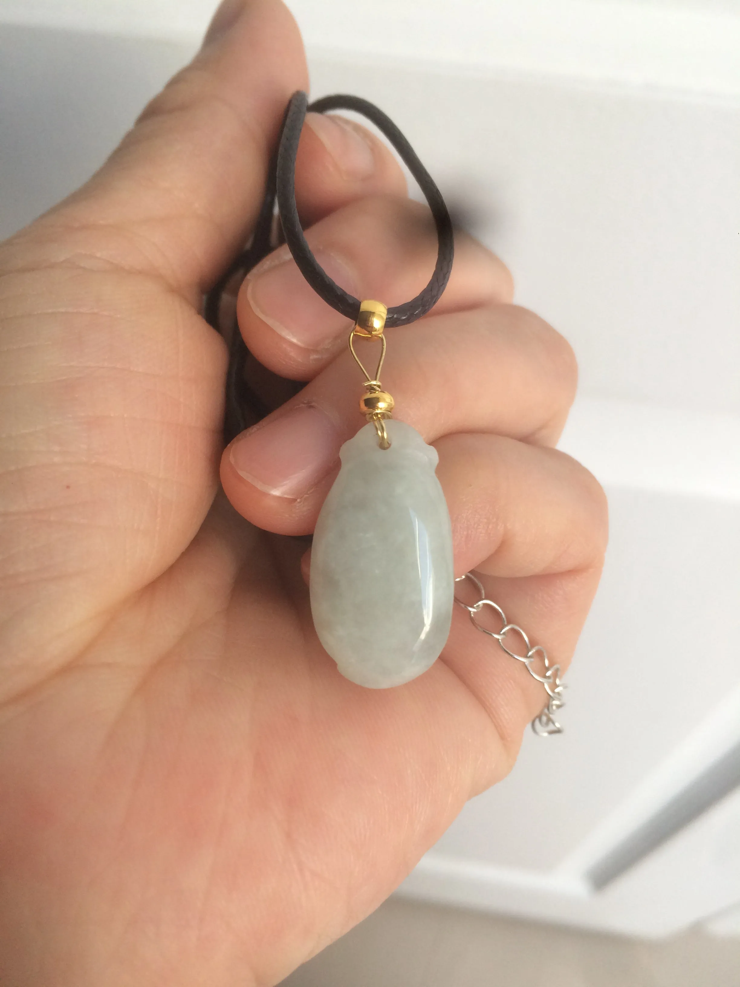 100% natural type A icy white blessed melon Jadeite Jade pendant AF24