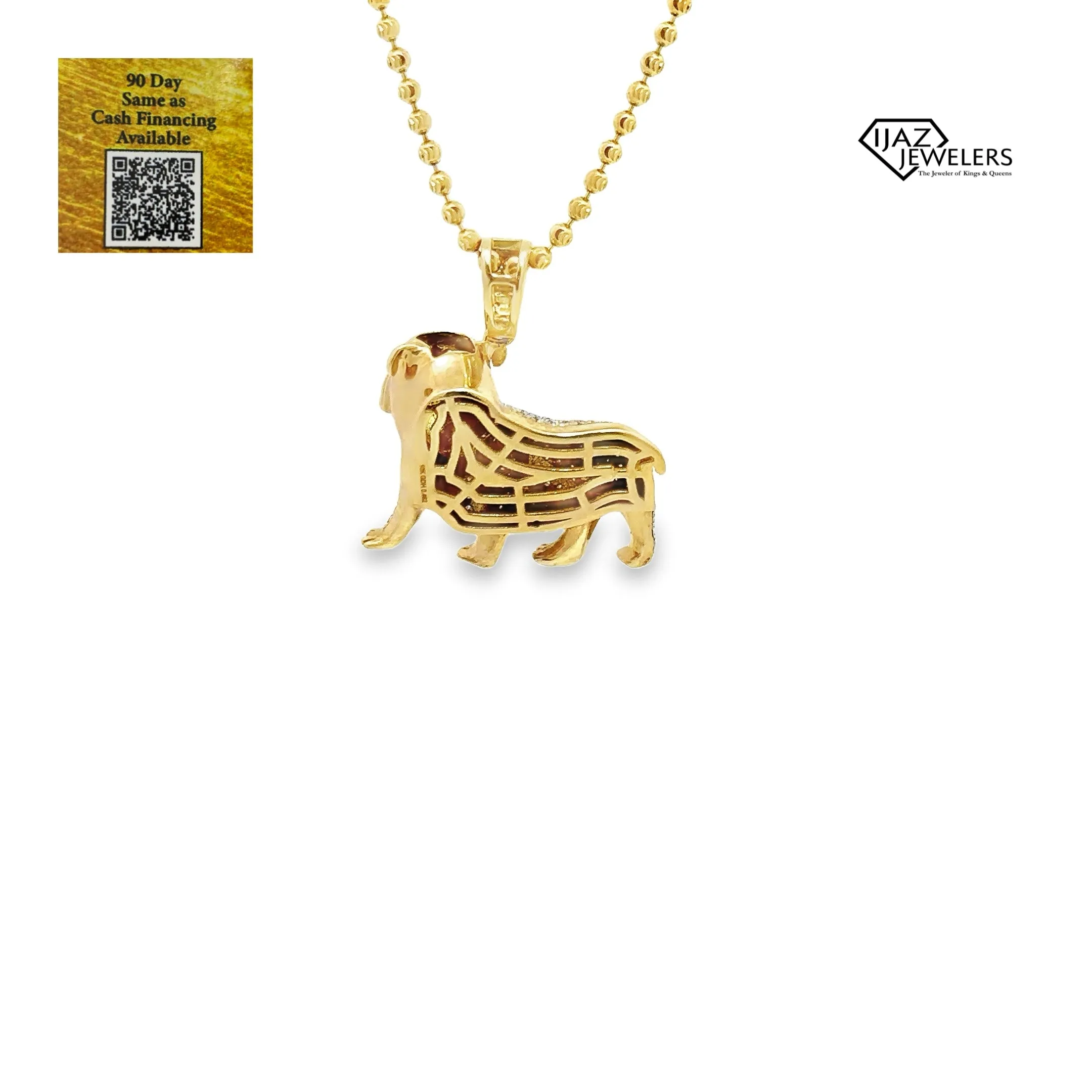 10K Gold 0.45 CTW Diamond Bulldog Charm