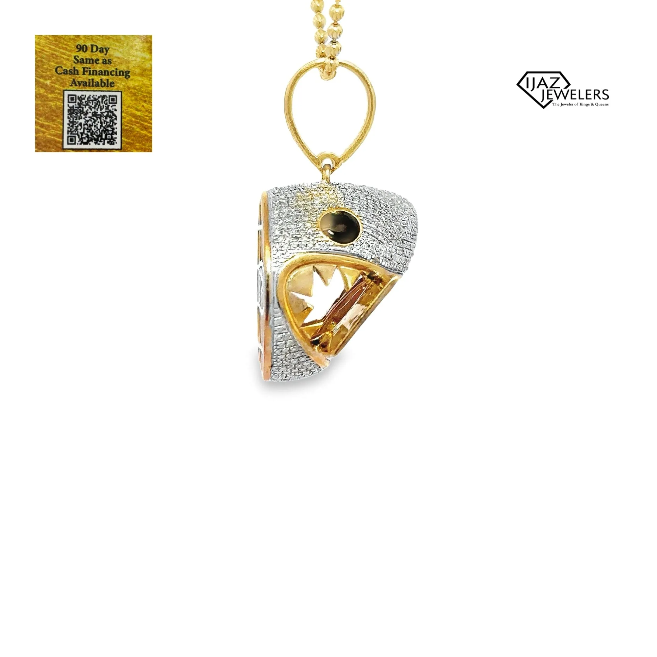 10K Gold 2.05 CTW Diamond Shark Charm