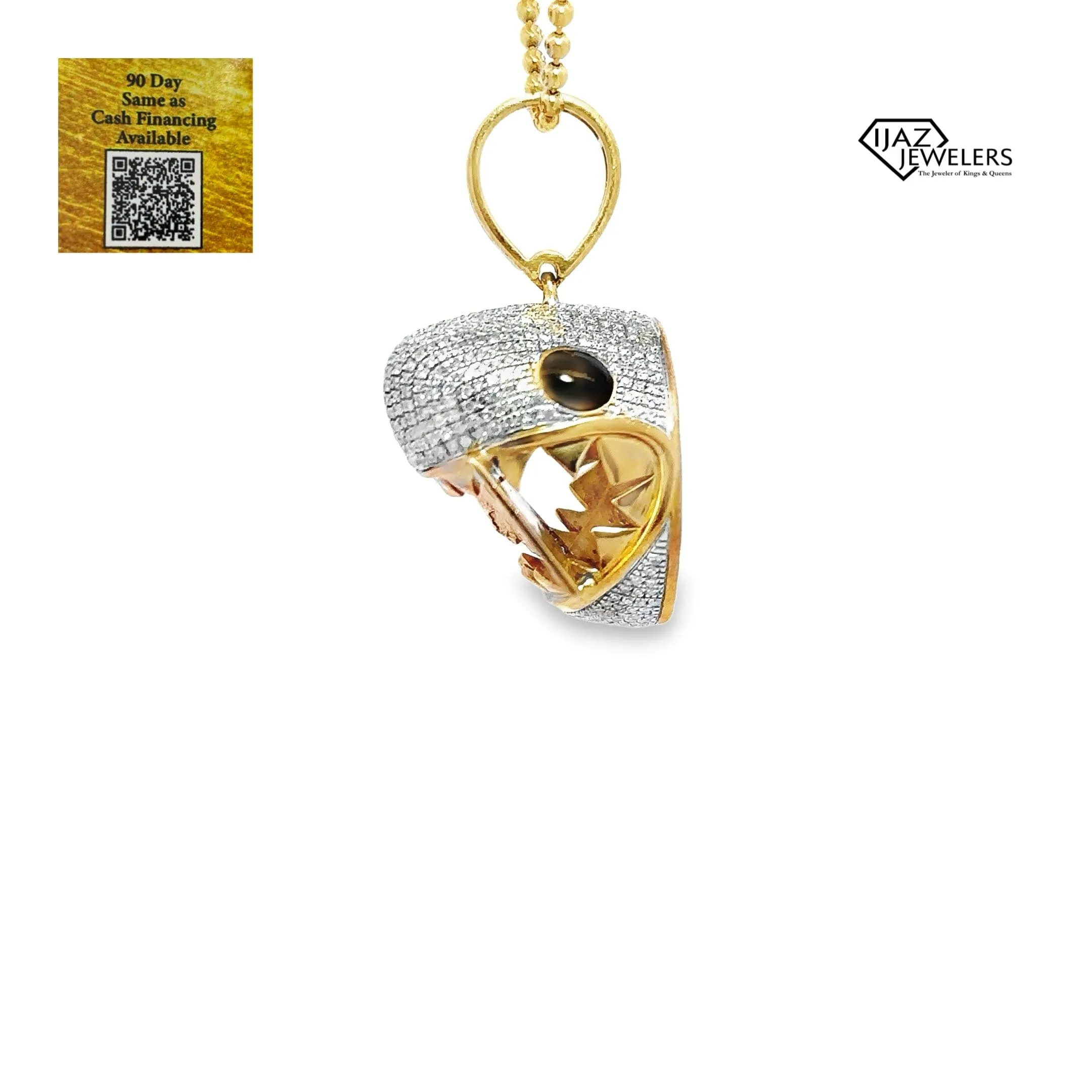 10K Gold 2.05 CTW Diamond Shark Charm