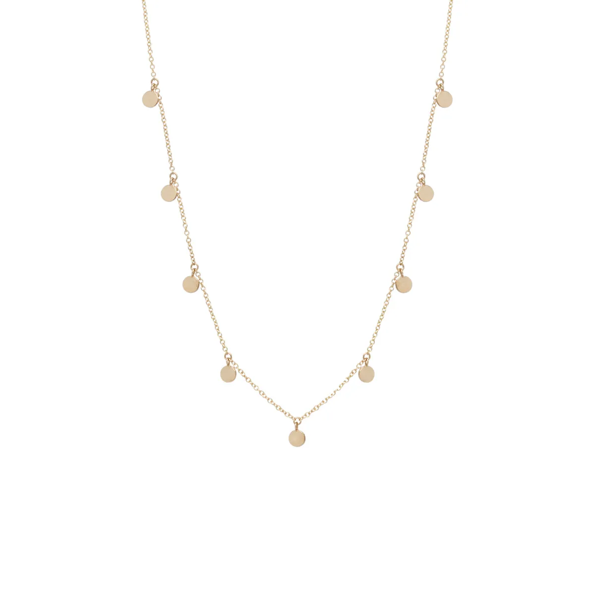 14k 9 Itty Bitty Disc Charm Necklace