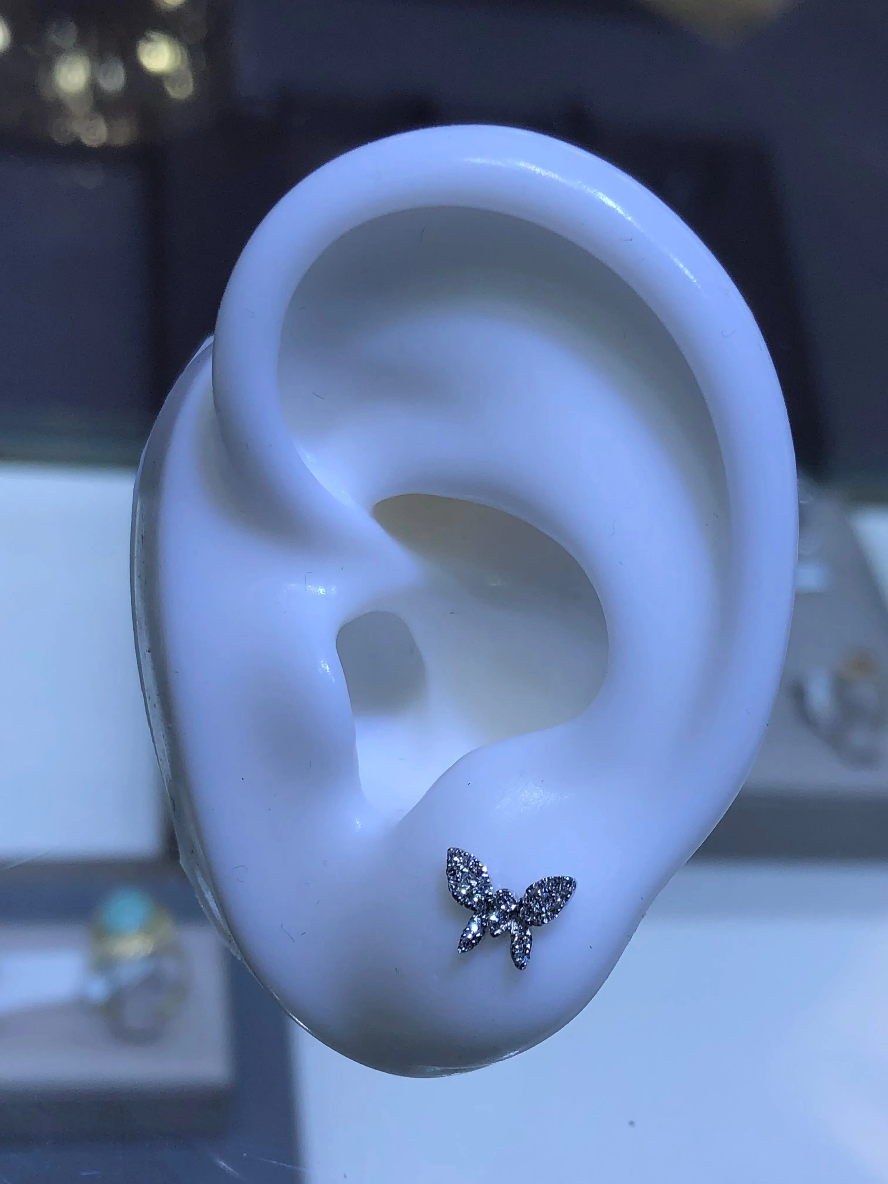 14k Gold Butterfly Diamond Earrings