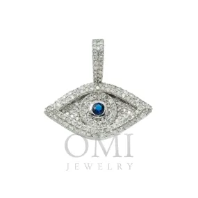 14K GOLD DIAMOND EYE PENDANT WITH BLUE STONE 1.67 CTW