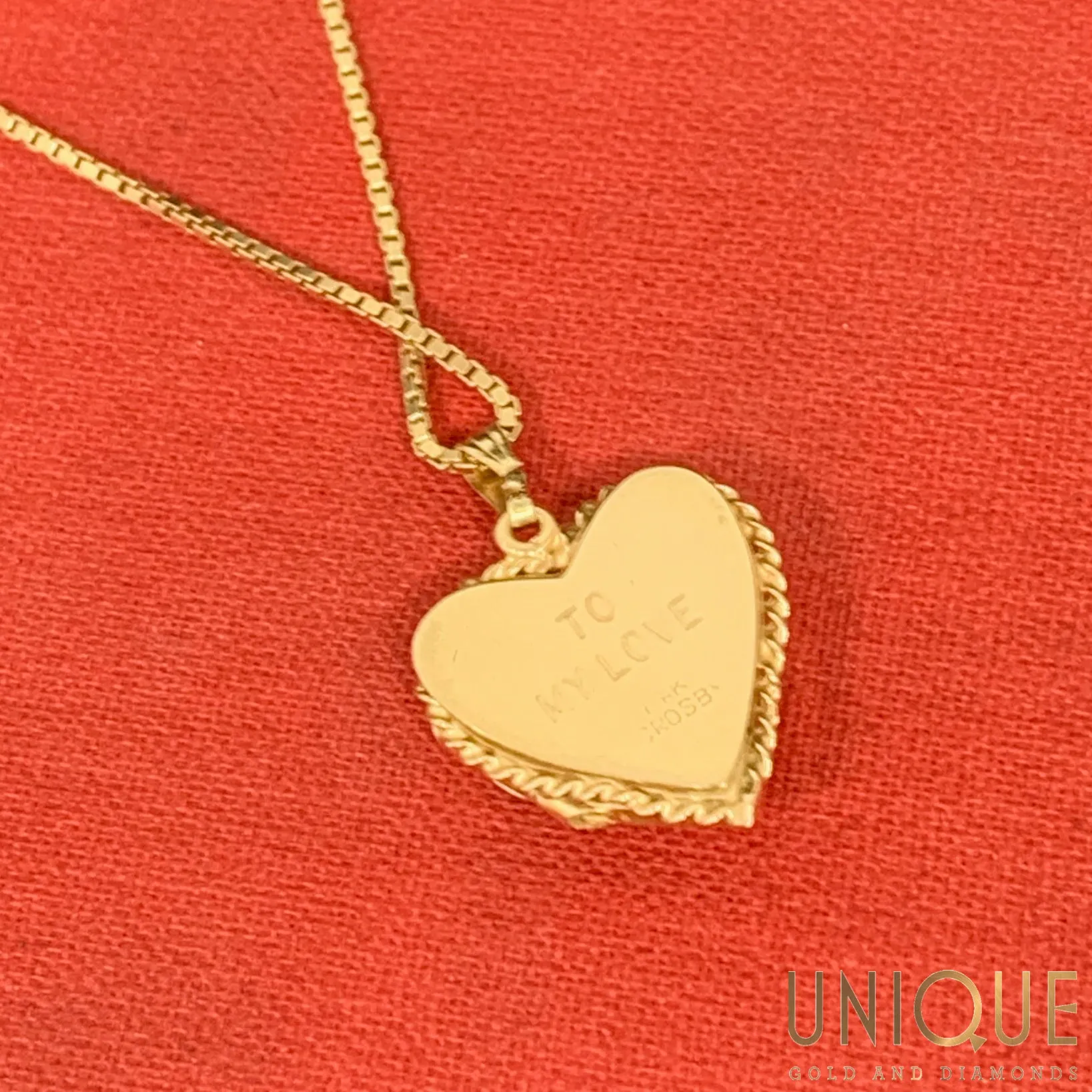 14k Gold "To My Love" Locket With Diamond on 15 Inch 14k Chain