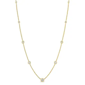 14k Graduated Floating Diamond Station Necklace