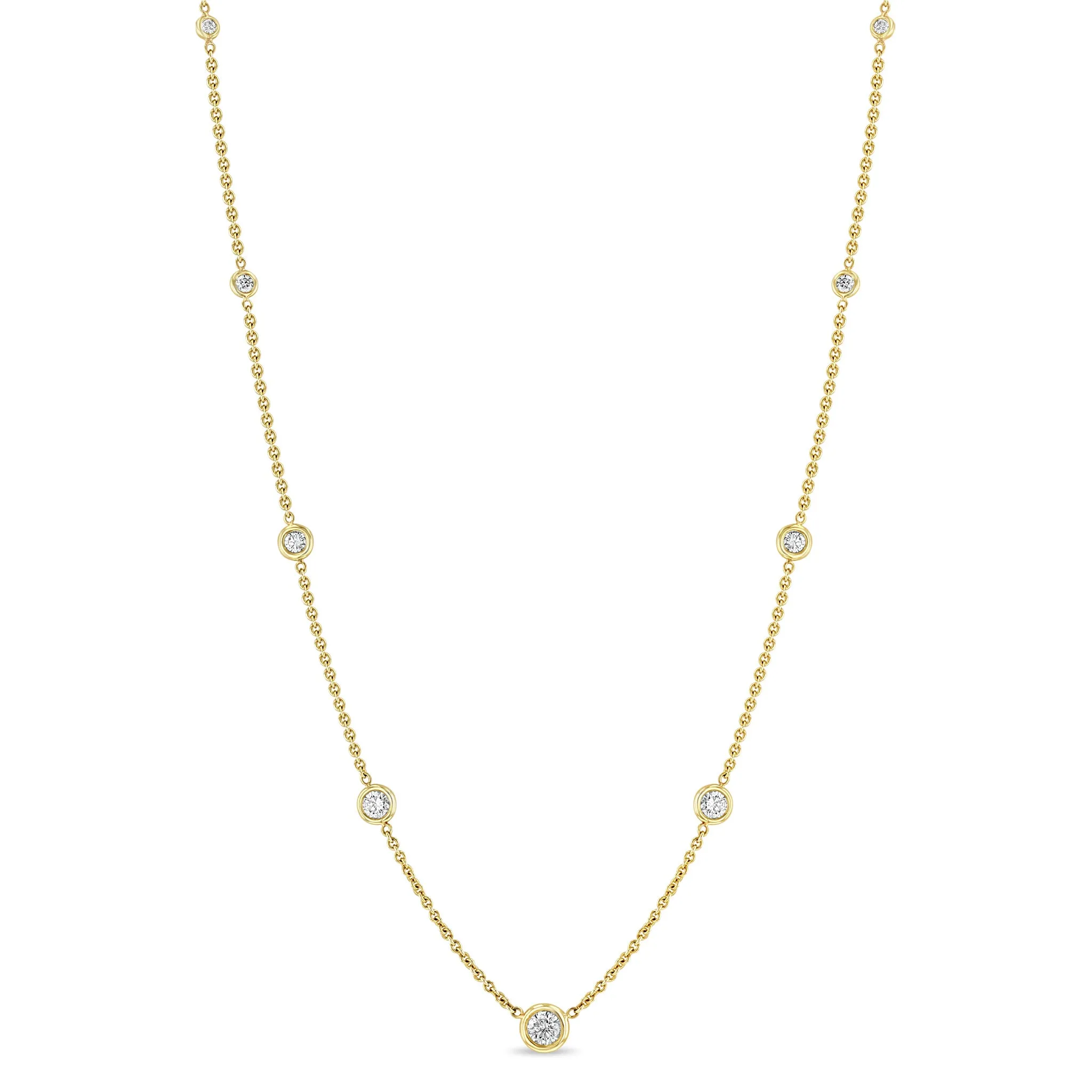 14k Graduated Floating Diamond Station Necklace