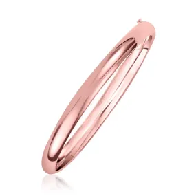 Elegant 14k Rose Gold Luxurious 5mm Shiny Fancy Dome Bangle Bracelet