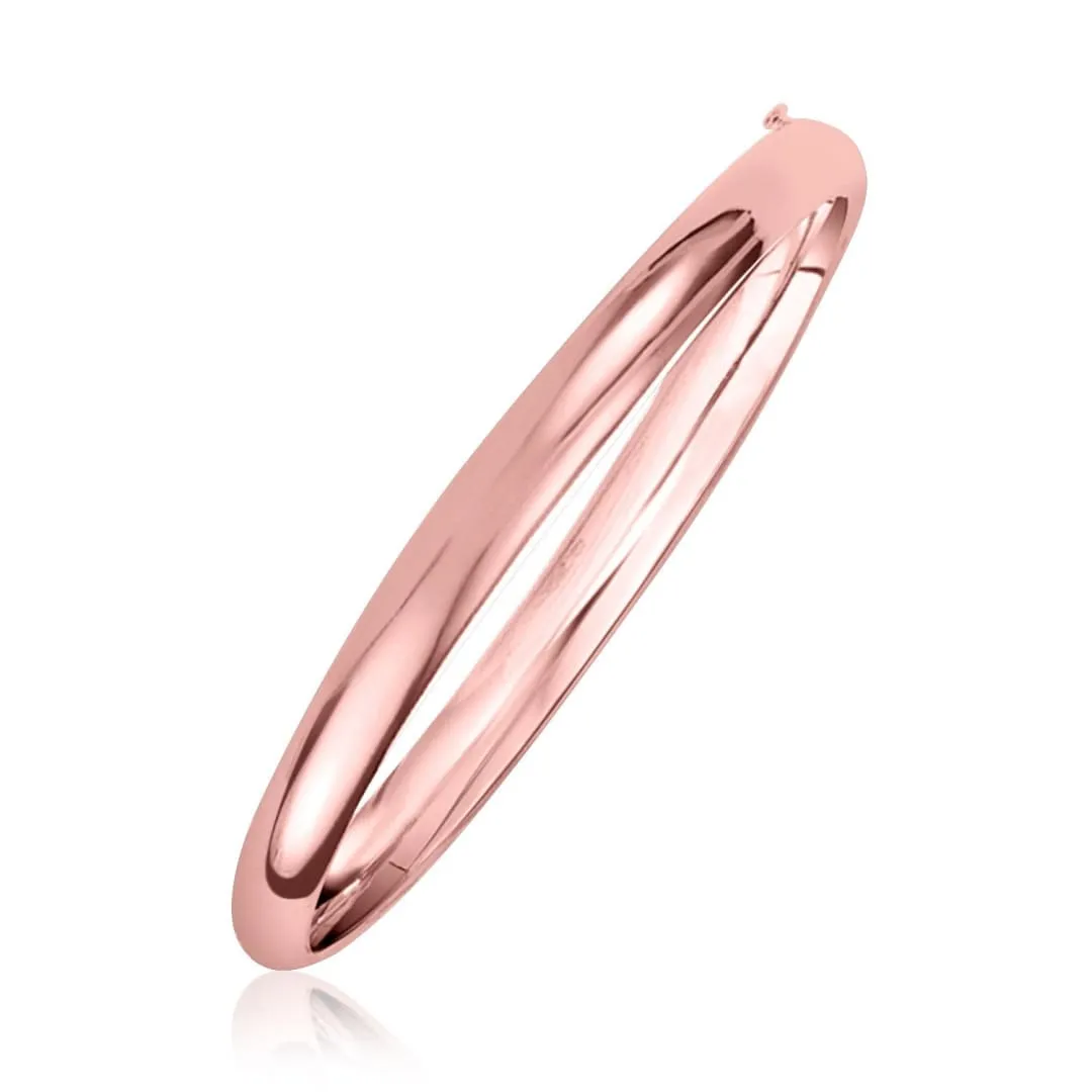 Elegant 14k Rose Gold Luxurious 5mm Shiny Fancy Dome Bangle Bracelet