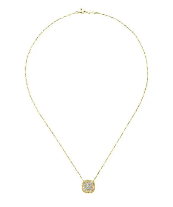 14K Yellow Gold Diamond Pendant Necklace