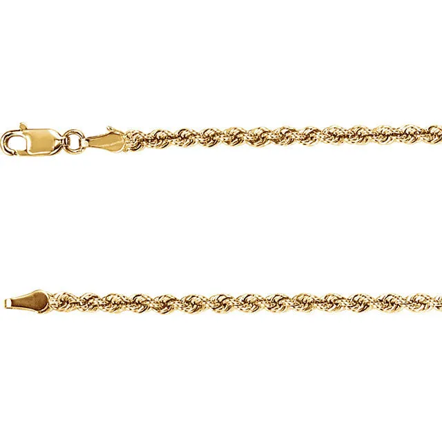 14K Yellow Gold Rope Chain, 24 Inches Long 3 mm  - CH957