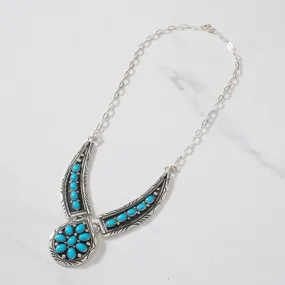 16 Bobby Johnson Sleeping Beauty Turquoise Navajo USA Native American Made 925 Sterling Silver Choker Necklace