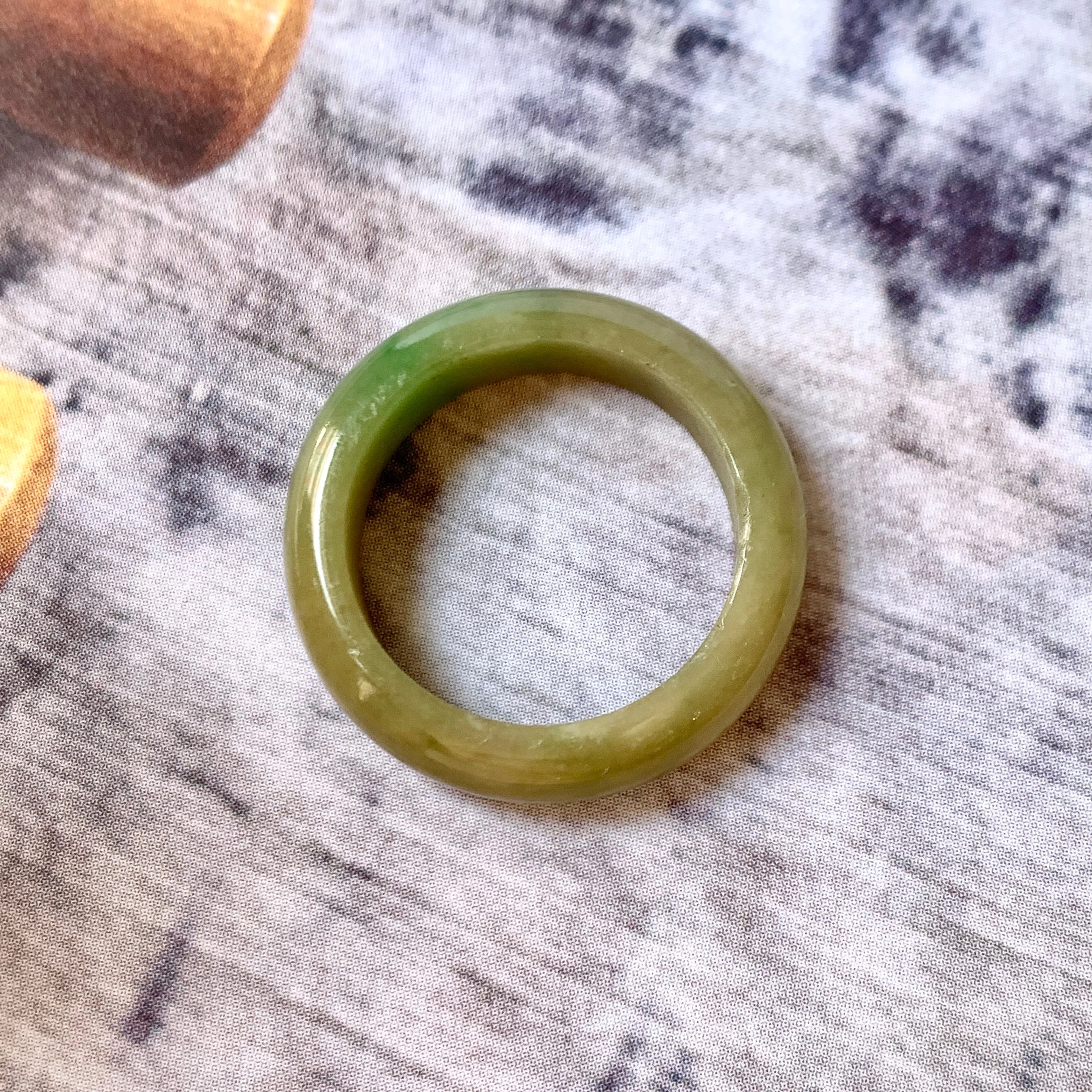 17.7mm A-Grade Natural Yellowish Green Jadeite Ring Band No. 161432