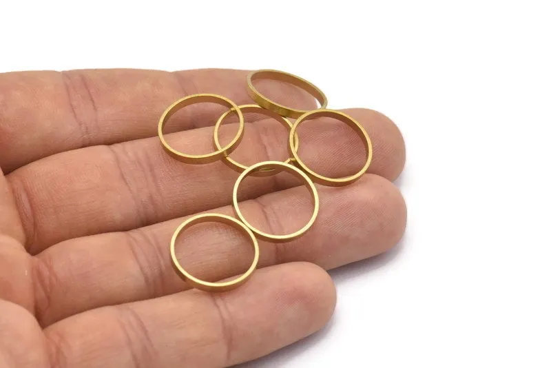 17x2mm Circle Connectors - 50 Raw Brass Circle Connectors (17x0.8x2mm) D0309