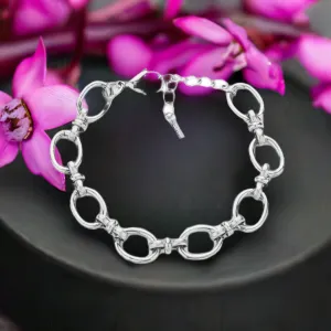 18 Karat White Gold Dipped Stainless-Steel Chain-Link Bracelet -Handmade