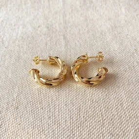 18k Gold Filled Twisted Half-Hoop Earrings