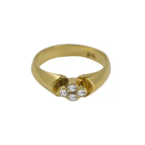 22K Yellow Gold Ring W/ CZ Gems on Thick Smooth Band