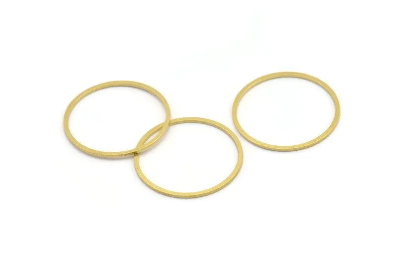 24mm Circle Connectors, 24 Raw Brass Circle Connectors (24x0.80mm) A3350