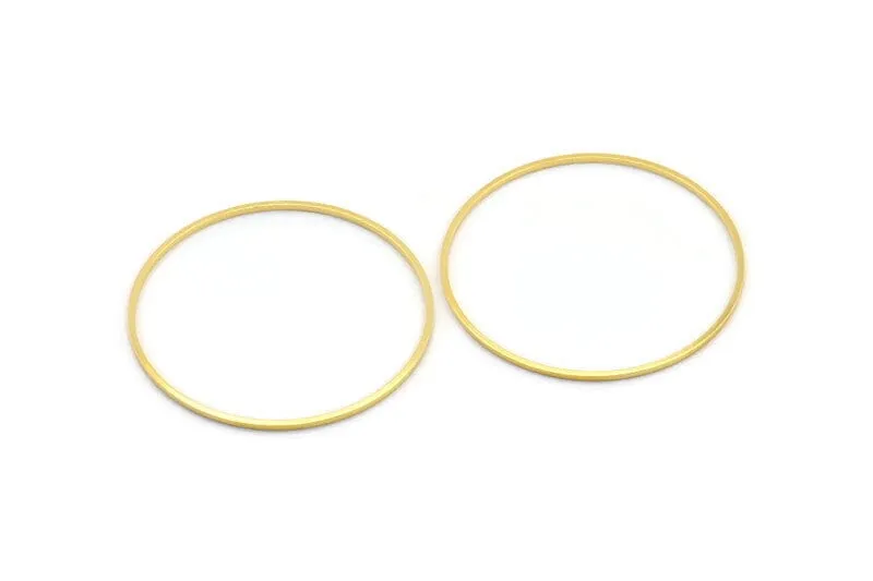 40mm Circle Connector, 12 Gold Tone Brass Circle Connectors (40x1mm) D1584