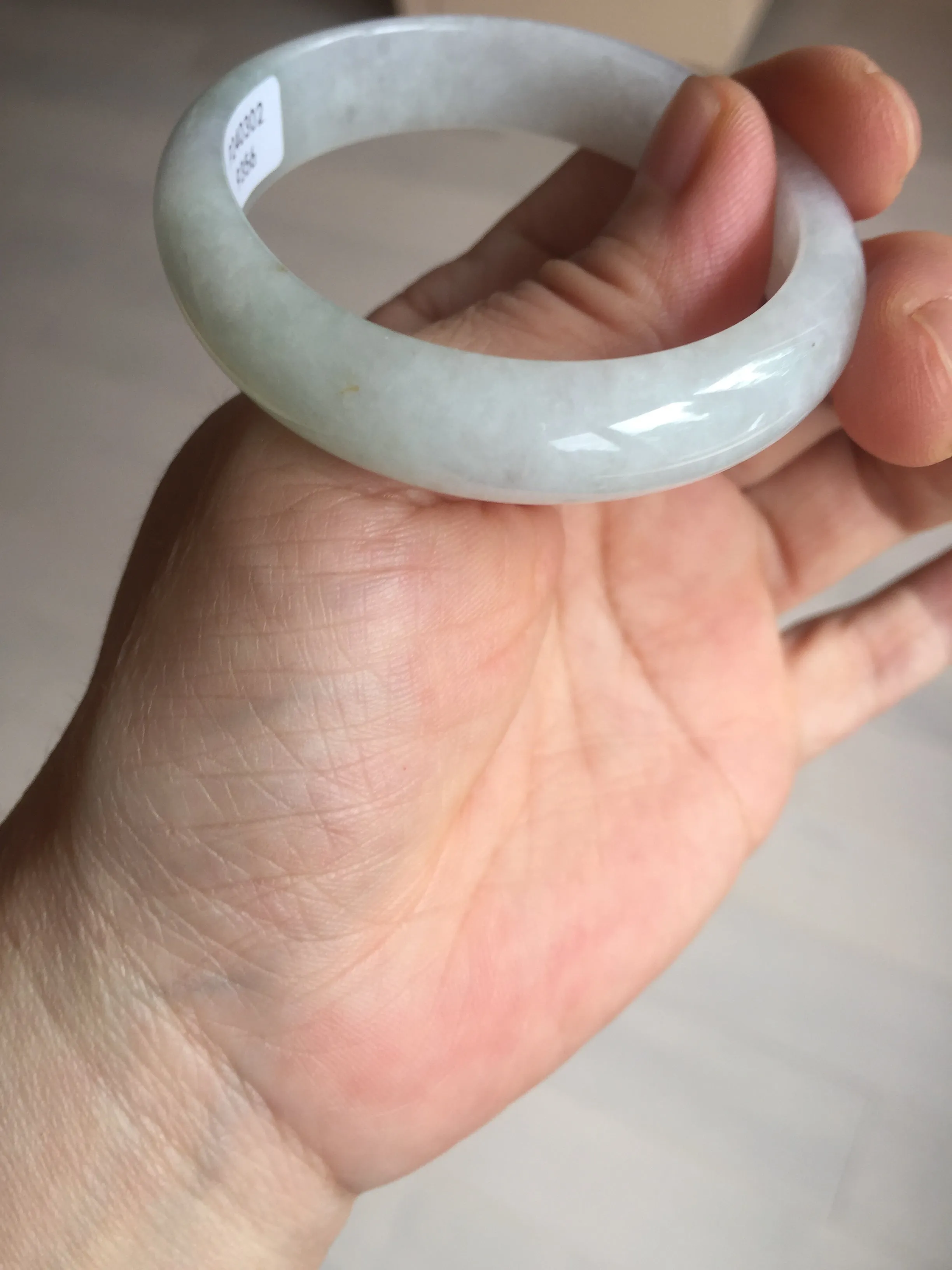 47.5mm certified 100% natural Type A icy watery green white  oval jadeite jade bangle BP46-9356