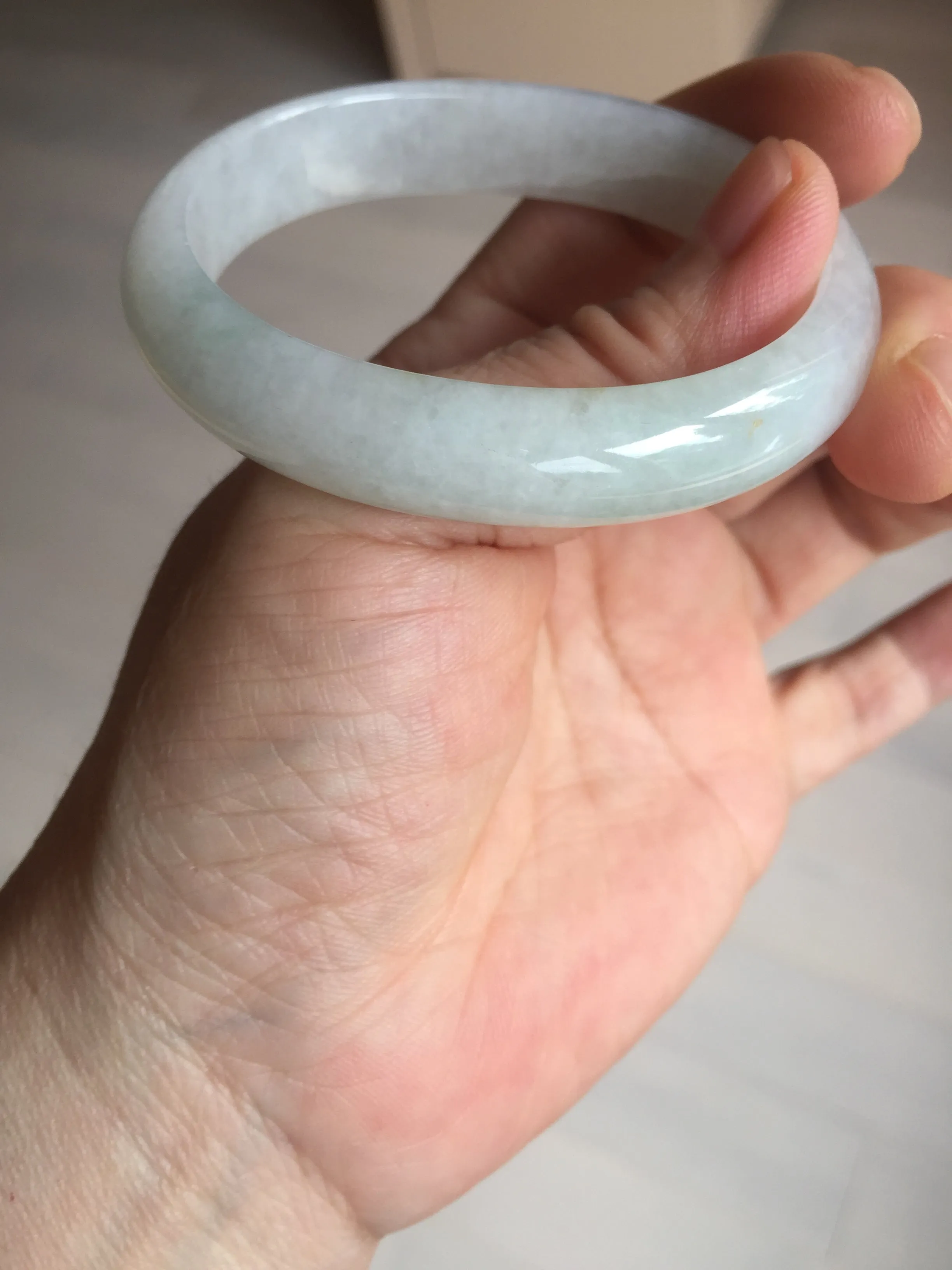 47.5mm certified 100% natural Type A icy watery green white  oval jadeite jade bangle BP46-9356