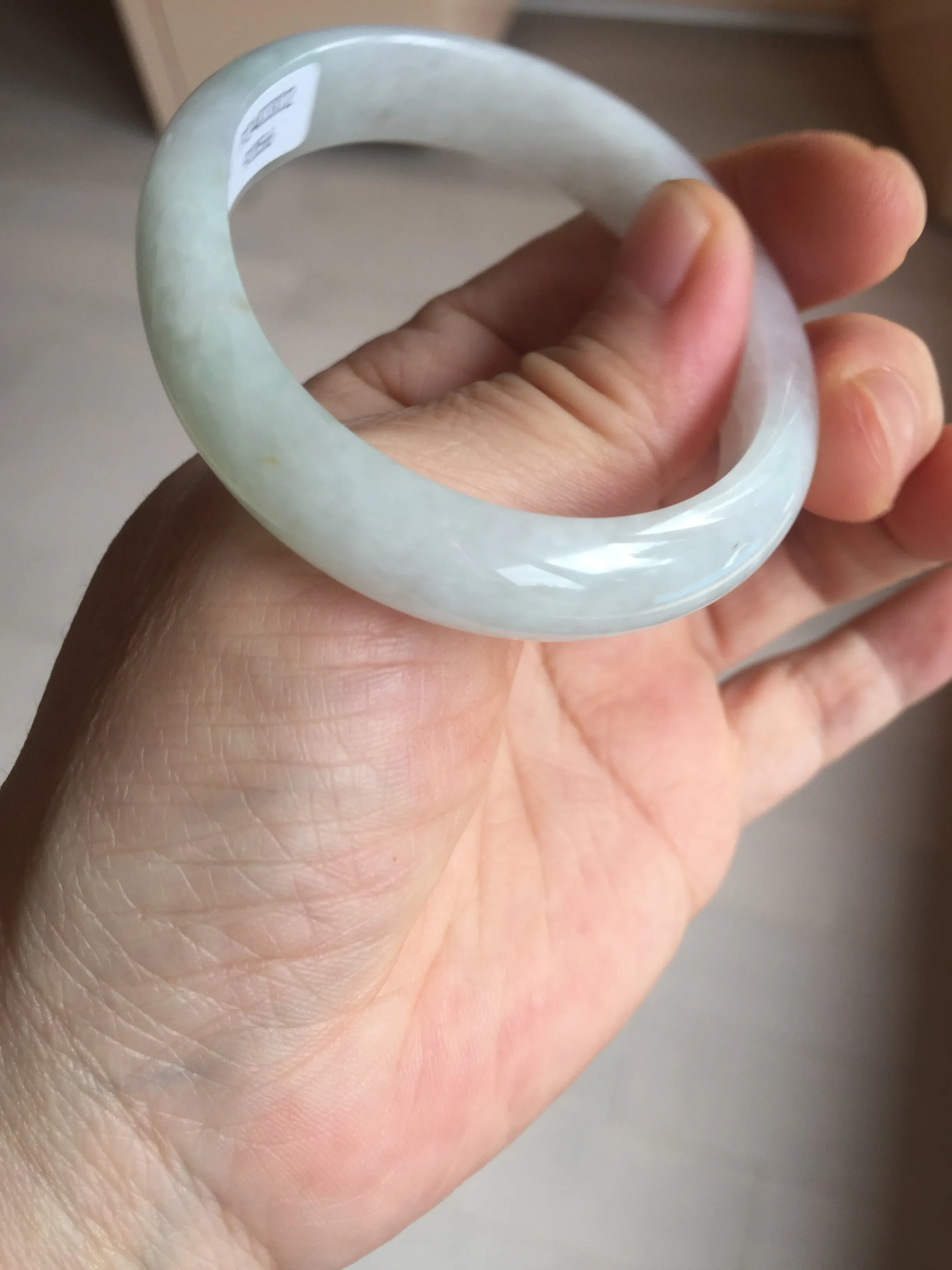 47.5mm certified 100% natural Type A icy watery green white  oval jadeite jade bangle BP46-9356