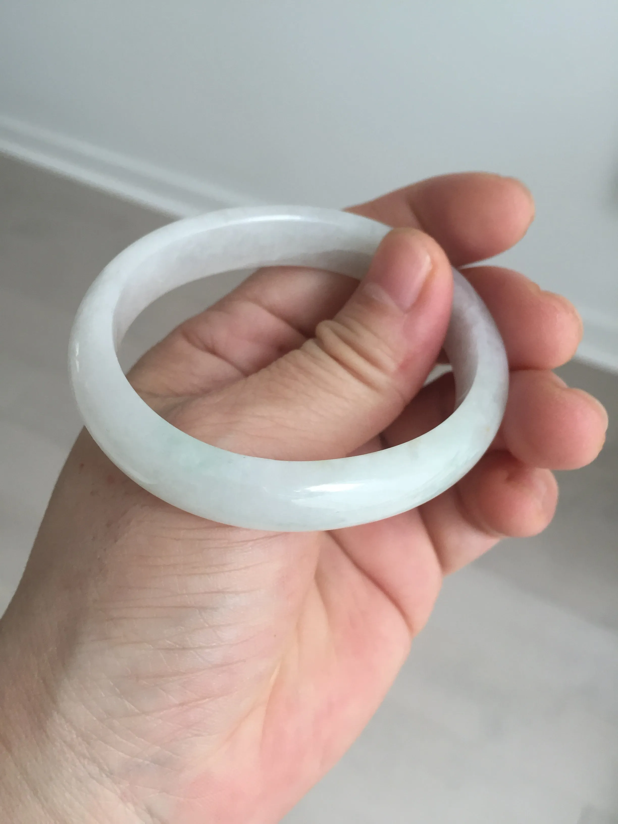 47.5mm certified 100% natural Type A icy watery green white  oval jadeite jade bangle BP46-9356