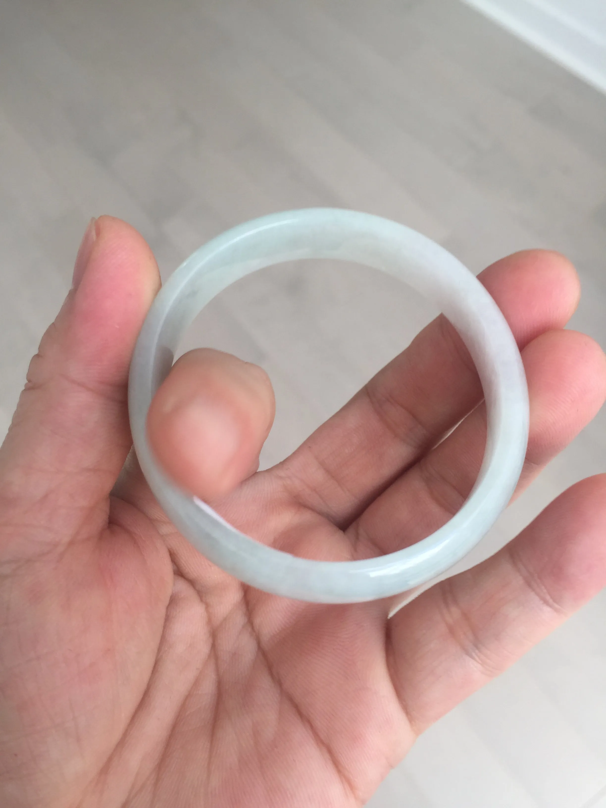 48mm certified 100% natural Type A icy watery green white oval jadeite jade bangle BH84-9112