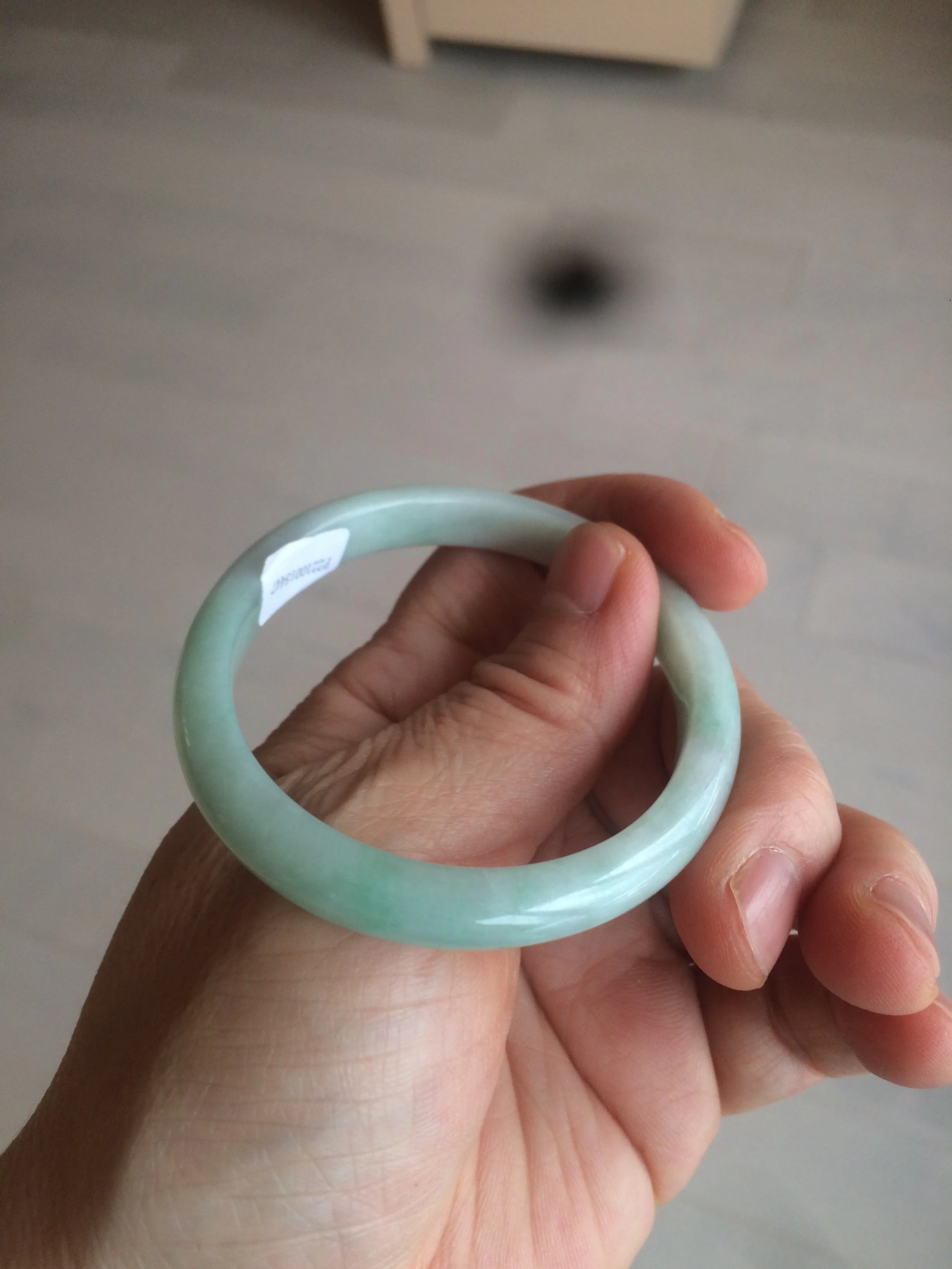 49mm certified 100% natural Type A light green/white oval jadeite jade bangle BG27-5447