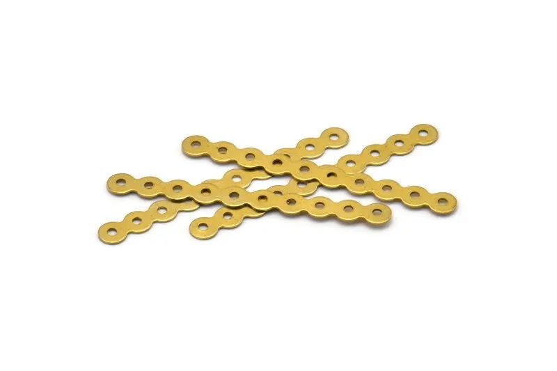 50 Raw Brass Connectors, Charms, Findings With 10 Holes (45x4.5mm) Brs 36 A0180