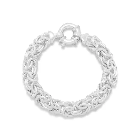 8 inch Sterling Silver Gauge Oval Byzantine Bracelet