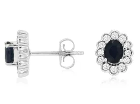 .88CT SAPH/.33CT DIA EARRING