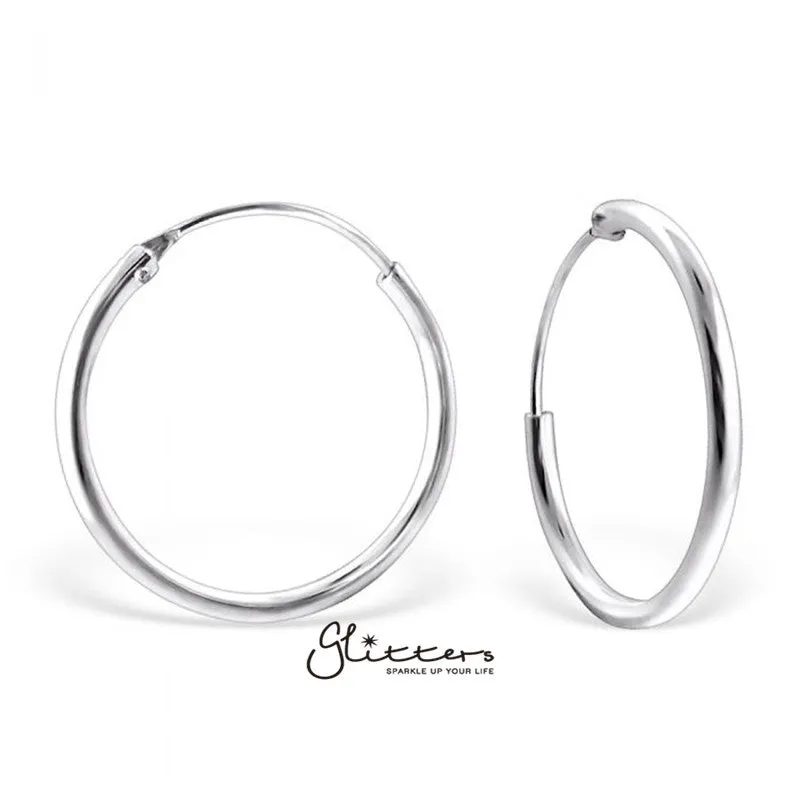 925 Sterling Silver Sleeper Hoop Earrings-10mm|12mm|14mm|16mm