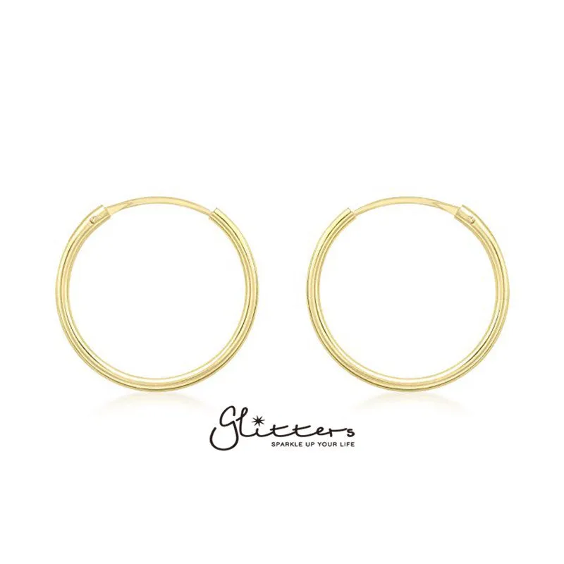 925 Sterling Silver Sleeper Hoop Earrings-10mm|12mm|14mm|16mm