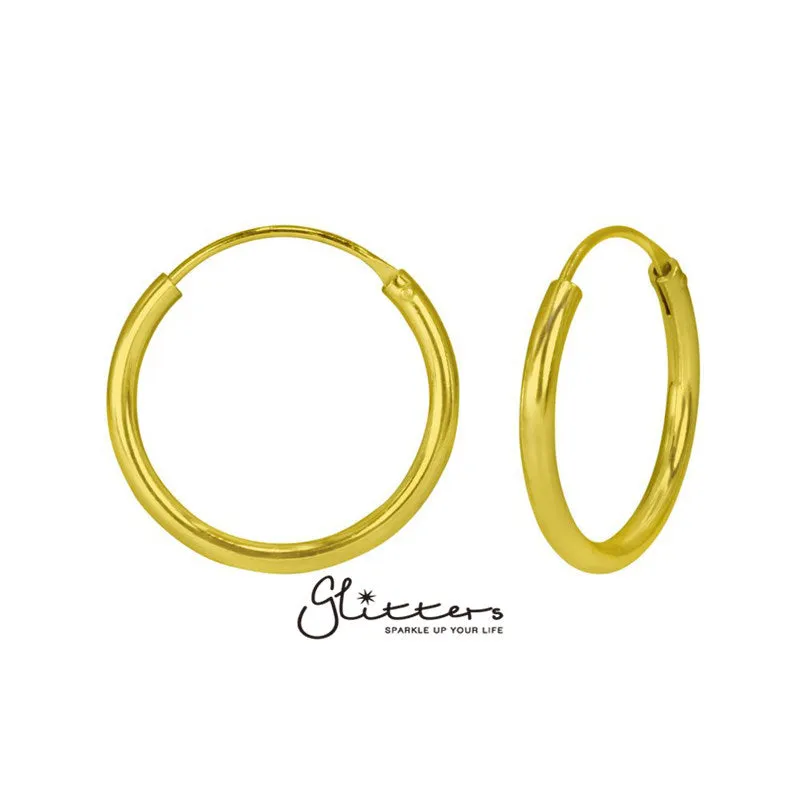 925 Sterling Silver Sleeper Hoop Earrings-10mm|12mm|14mm|16mm