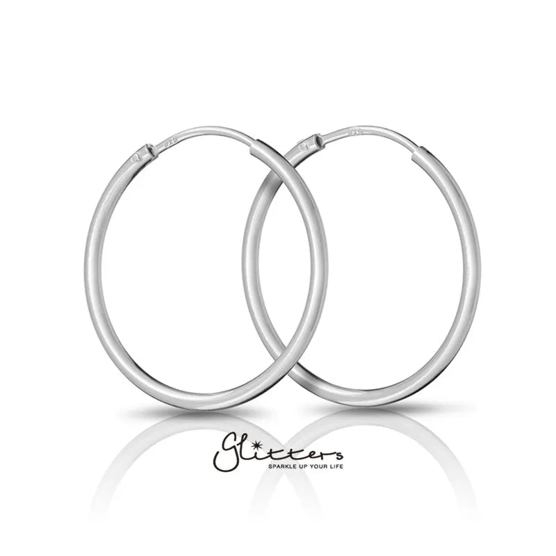 925 Sterling Silver Sleeper Hoop Earrings-10mm|12mm|14mm|16mm