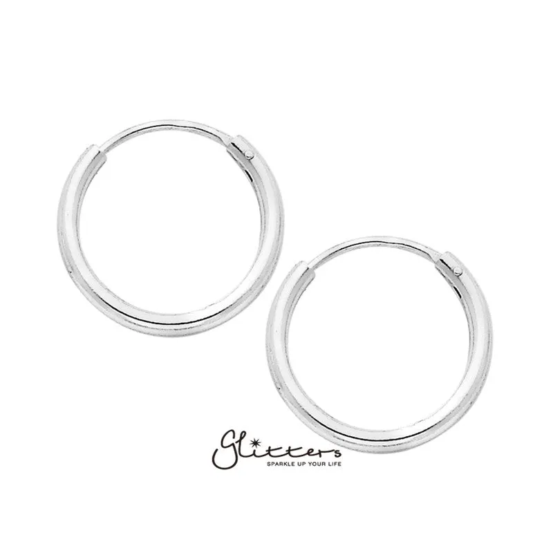 925 Sterling Silver Sleeper Hoop Earrings-10mm|12mm|14mm|16mm