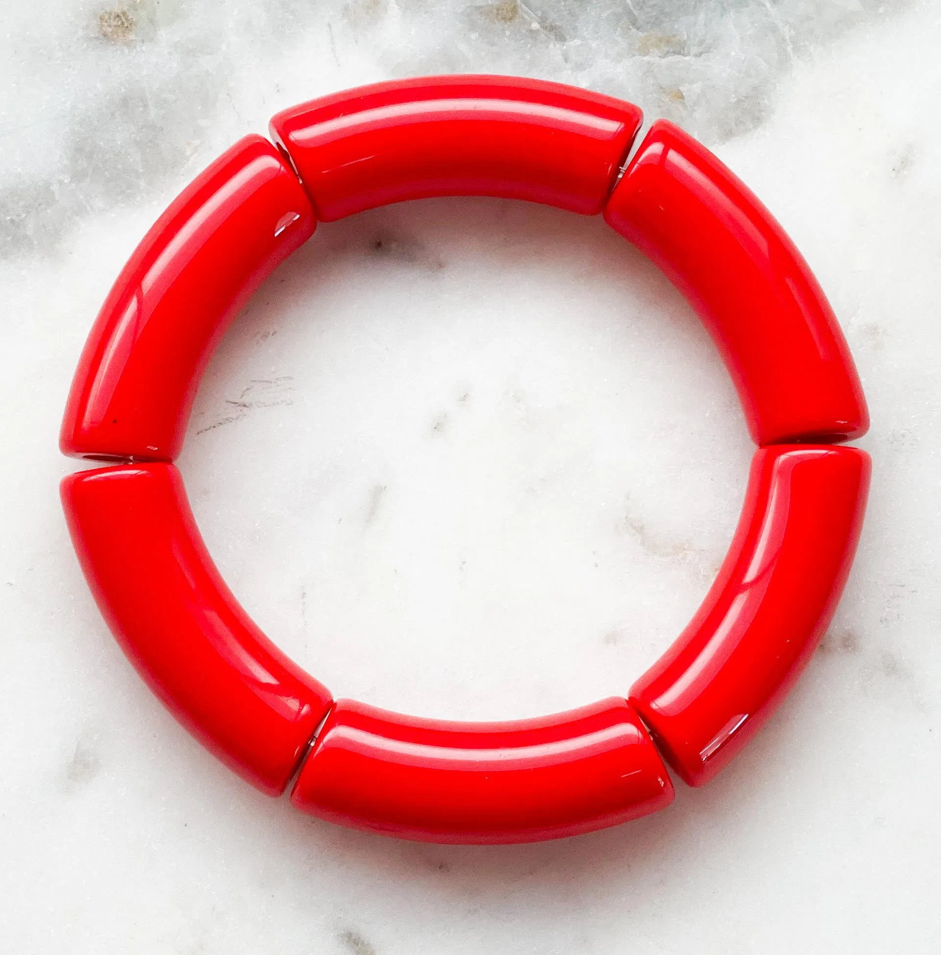 Acrylic Bamboo Bangle Bracelet Red 