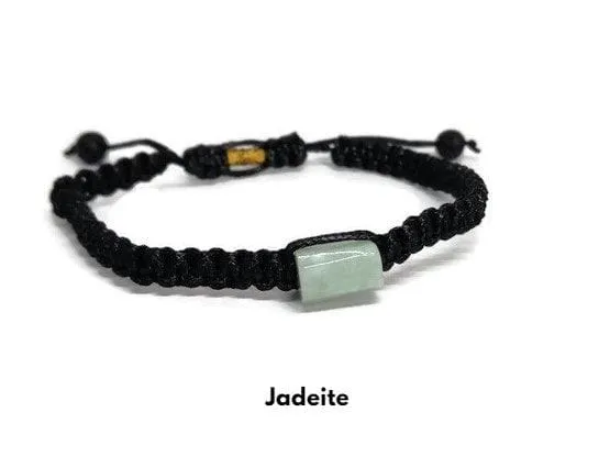 Adjustable Unisex Woven Natural Crystal Bracelets with Lava Beads. Multi Stone Options