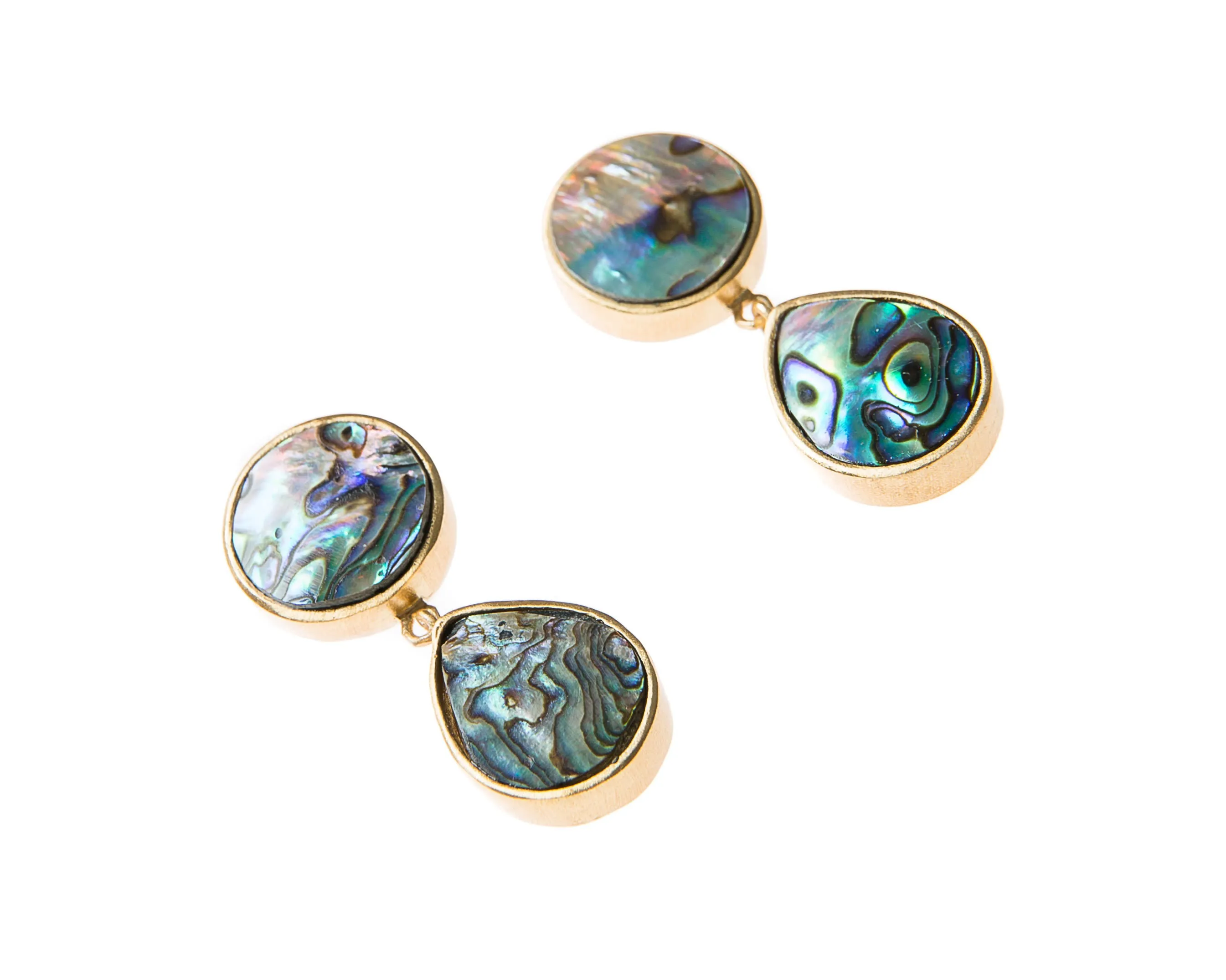 Anya Earrings (Round & Teardrop Abalone)