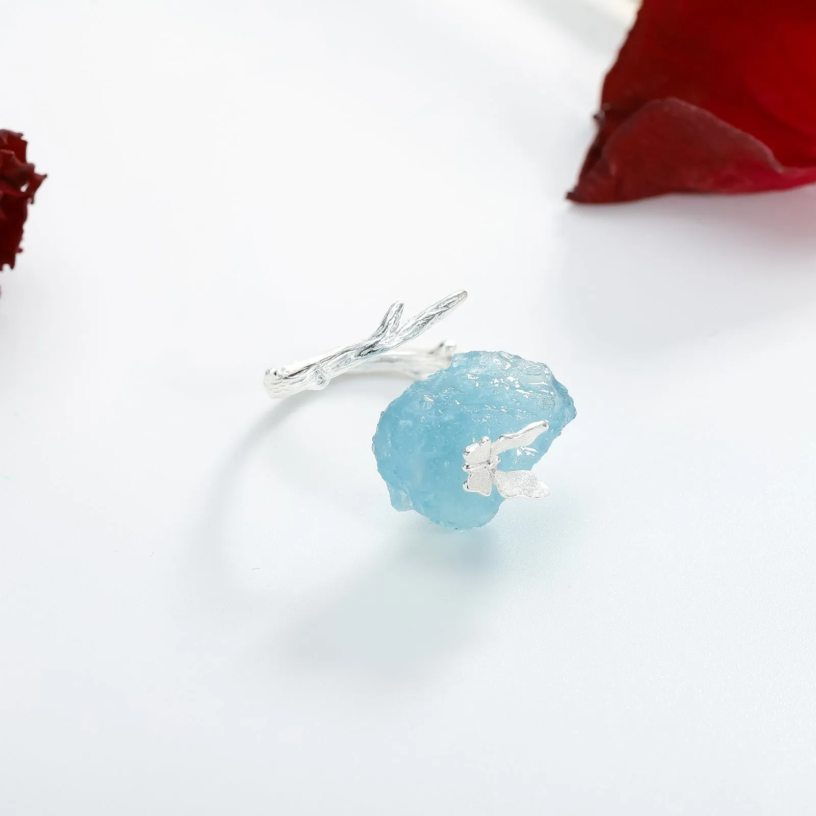 Aquamarine Butterfly Ring