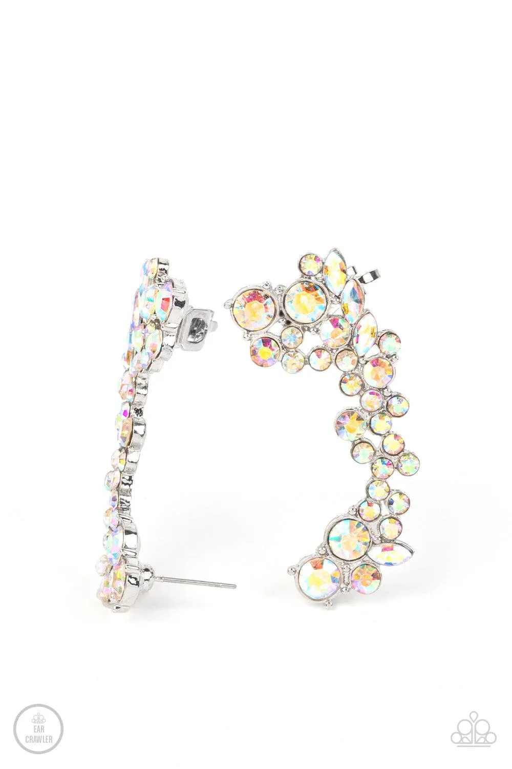 Astronomical Allure Multi Iridescent Gem Ear Crawler Earrings - Paparazzi Accessories