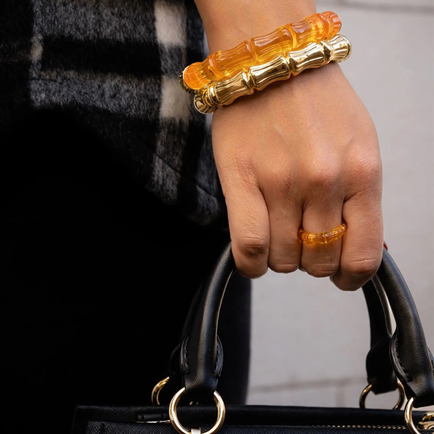 Bamboo Lucite Hinge Bangle