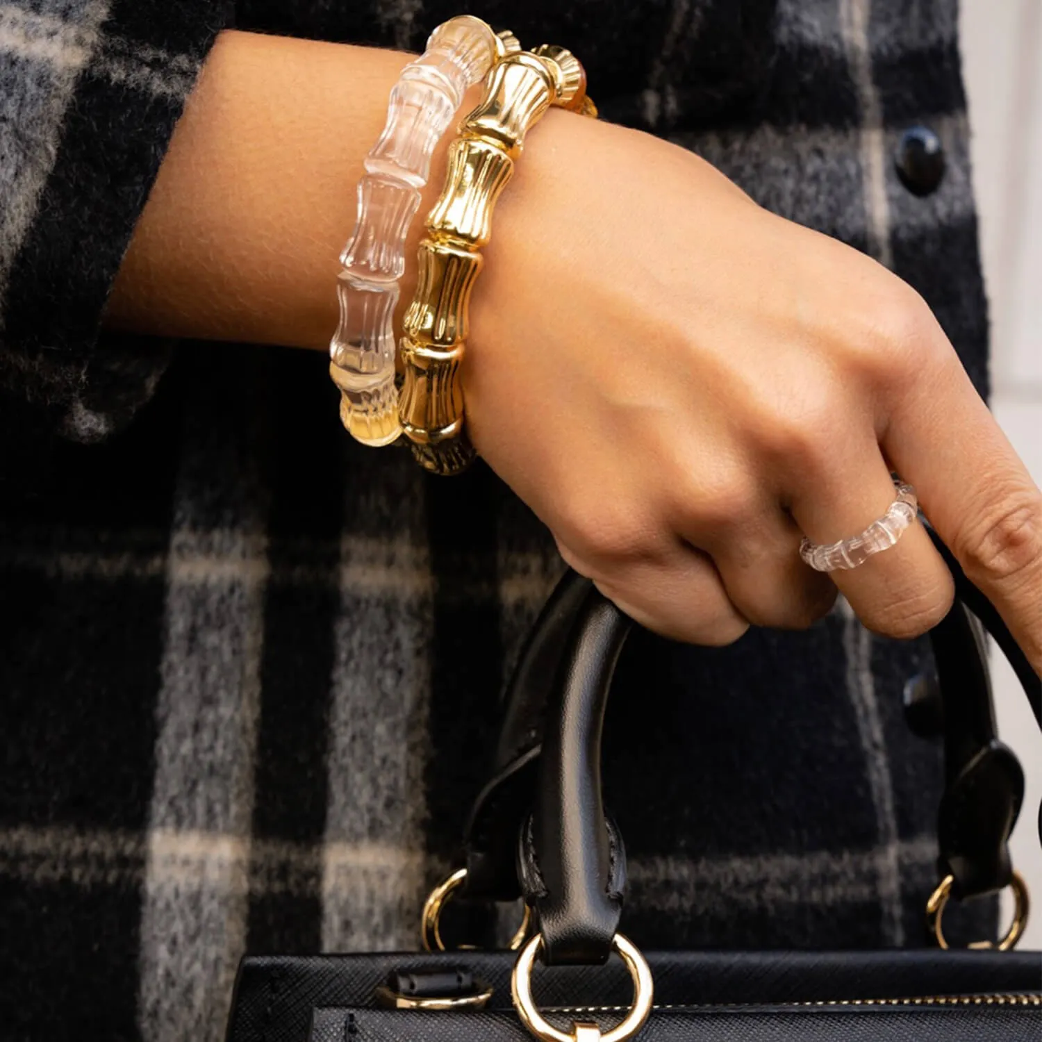 Bamboo Lucite Hinge Bangle