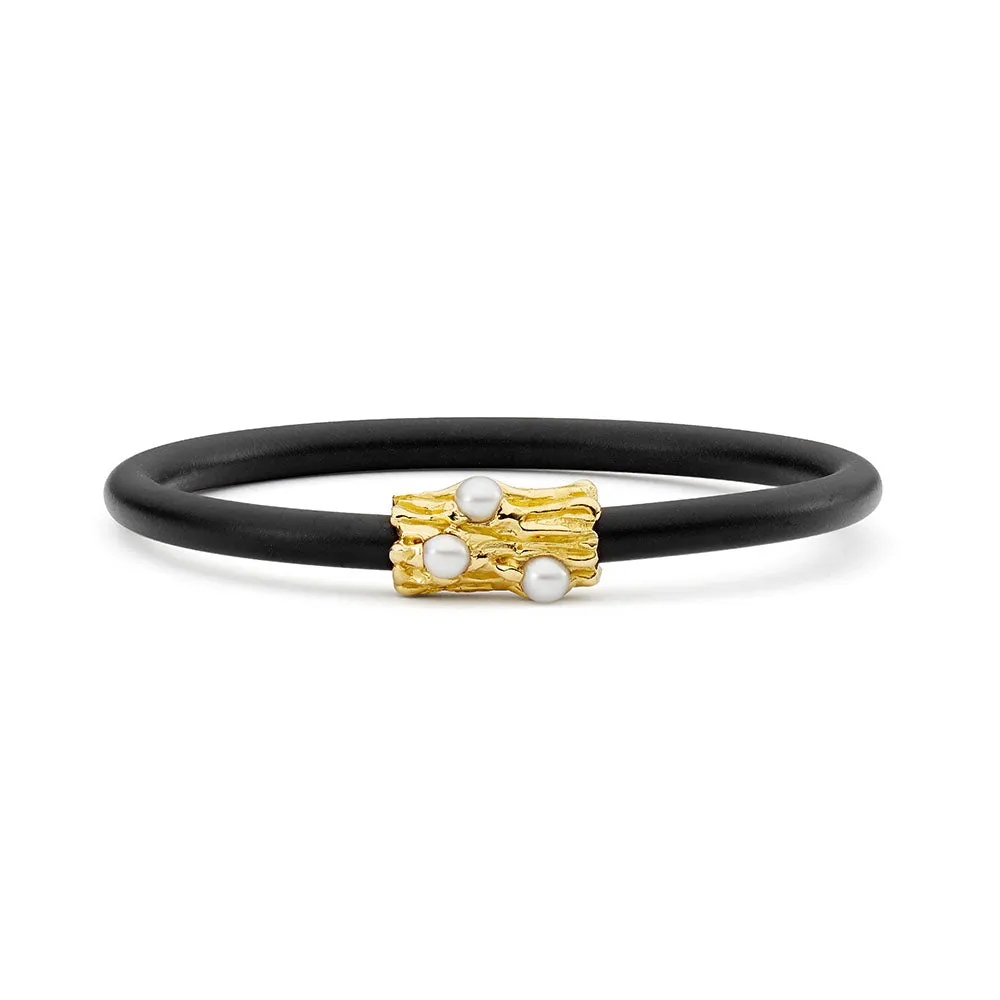 'Barnacle Splendour' Neoprene and Australian South Sea Pearl Bangle