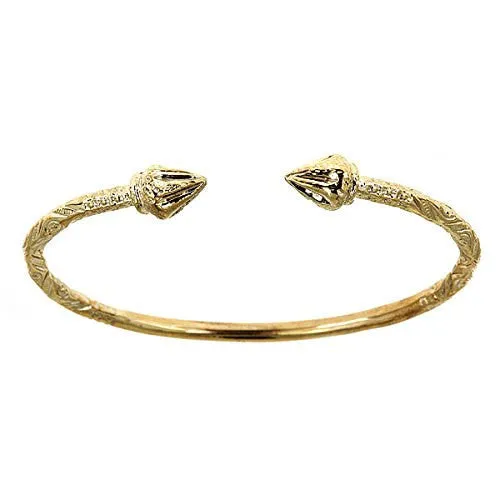 Better Jewelry 10K Yellow Gold West Indian Bangle w. Arrow Ends (Made in USA)