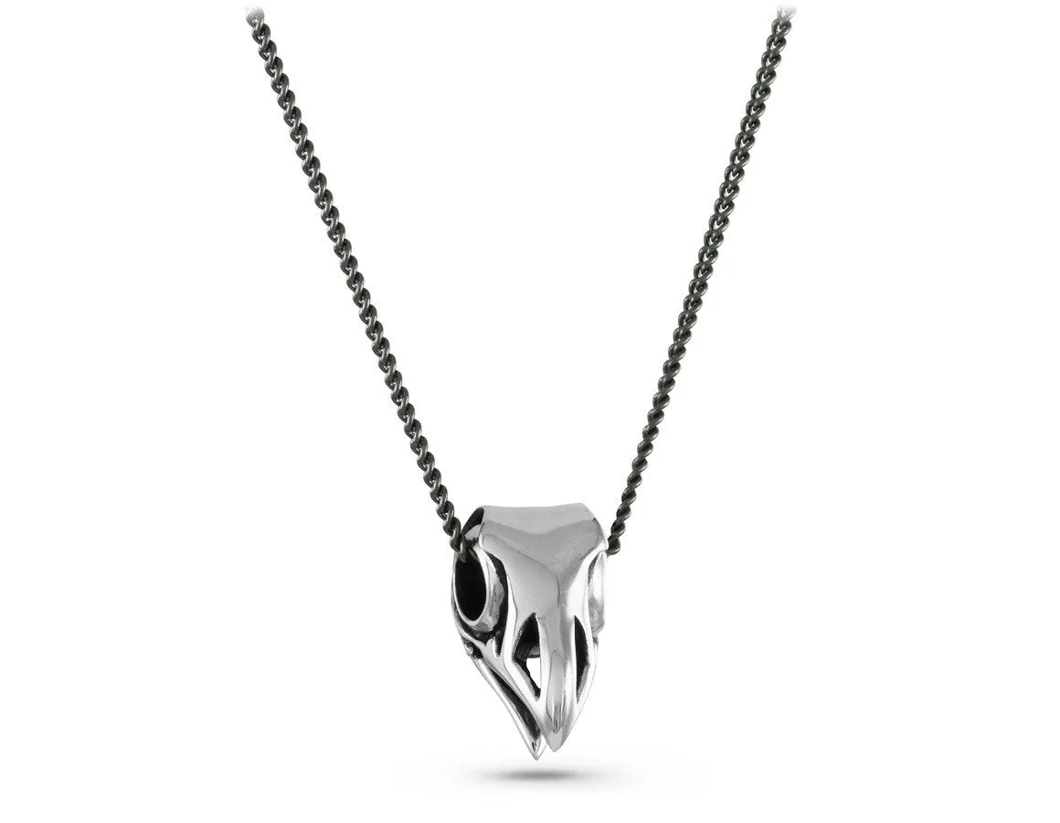 Bird Skull Necklace - Silver