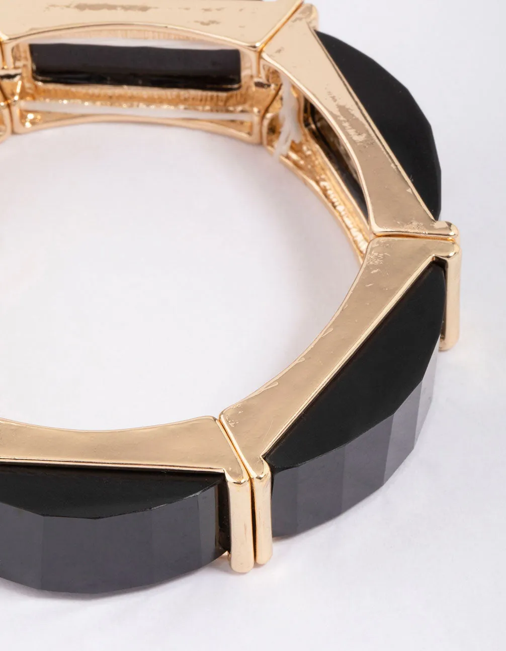 Black & Gold Rectangular Stretch Bracelet