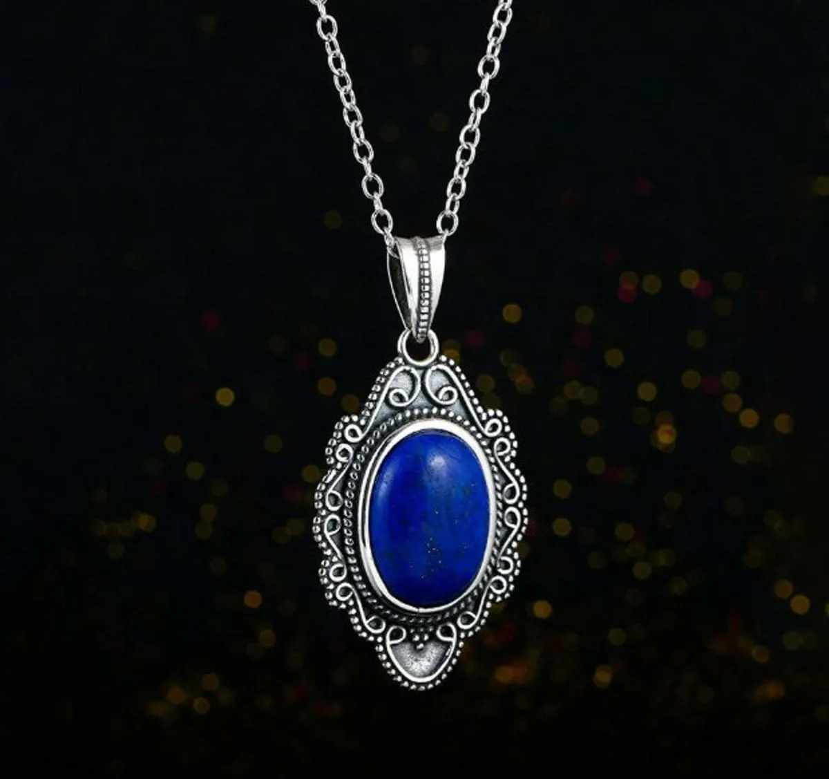 Blue Lapis Pendant, 925 Silver Pendant, 15x20 mm Oval Blue Lapis Pendant, Lapis Lazuli Pendant, Gemstone Pendant, Lapis Pendant For Women